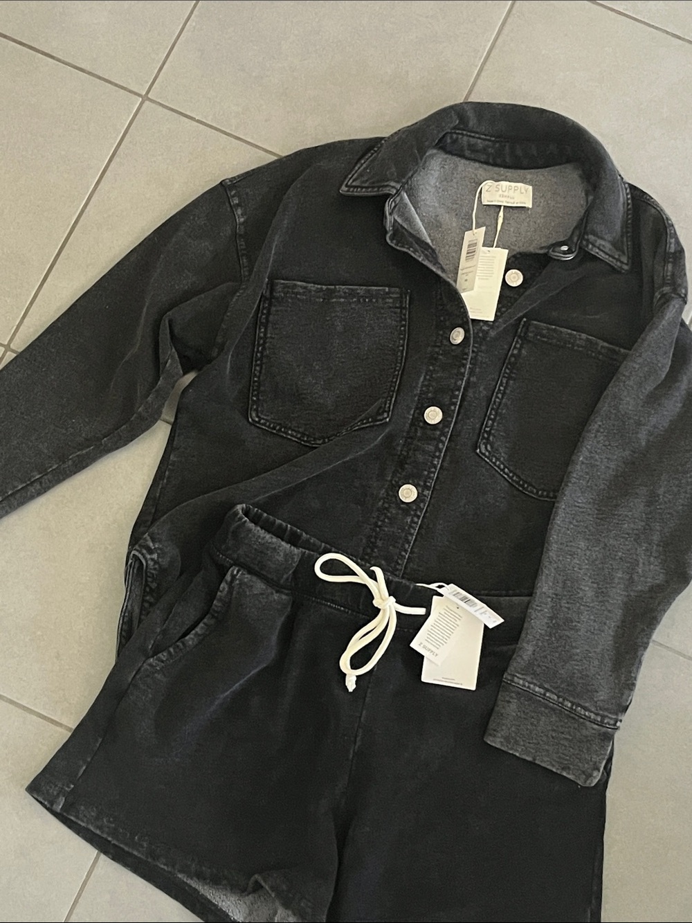 Z Supply Denim Knit shorts set NWT
